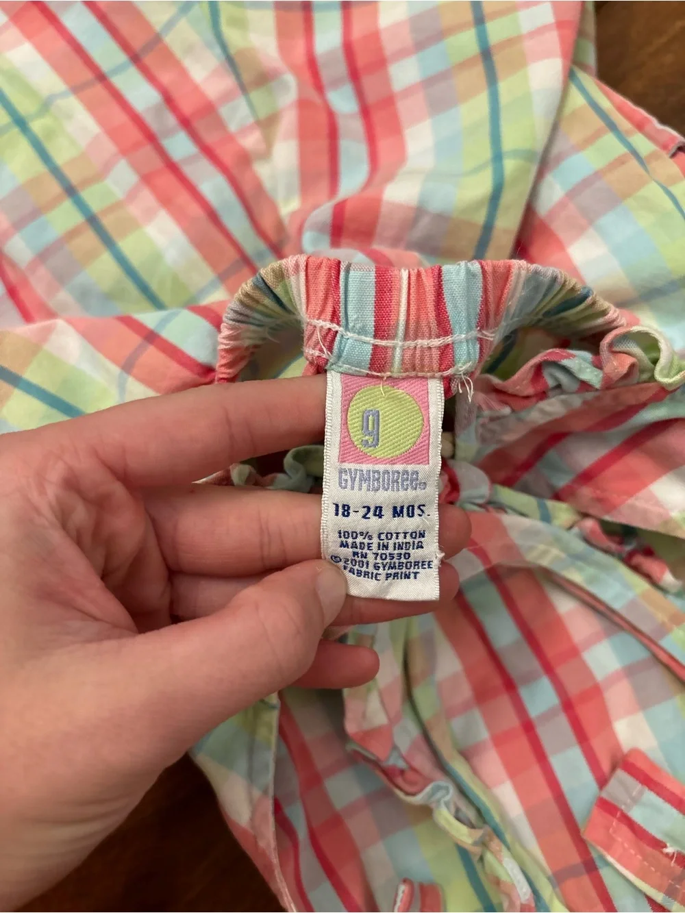 Gymboree vintage y2k 2001 Green/Pink plaid butterfly overall shorts